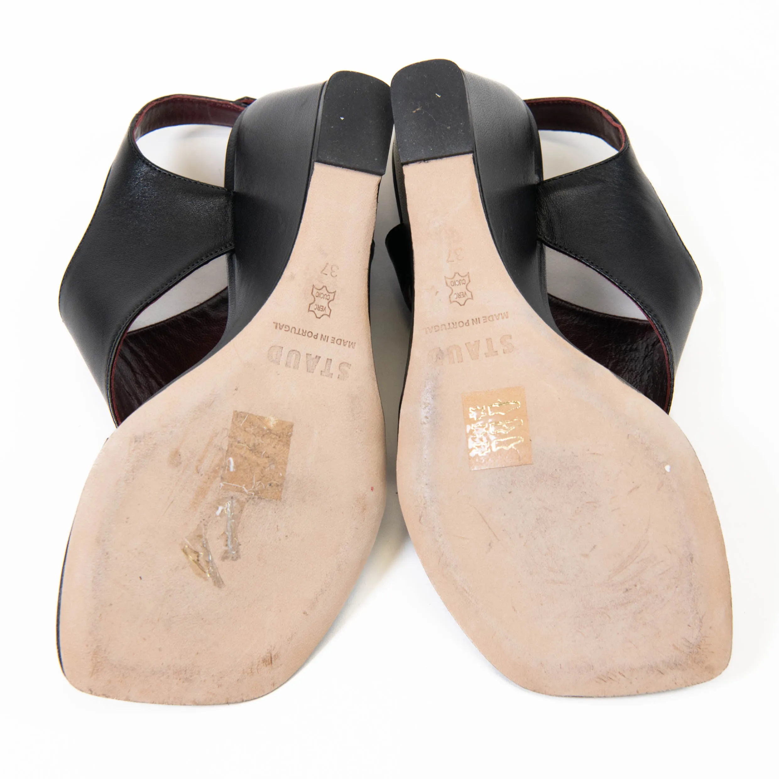 Staud Black and Burgundy Leather Alex Wedges Size 37