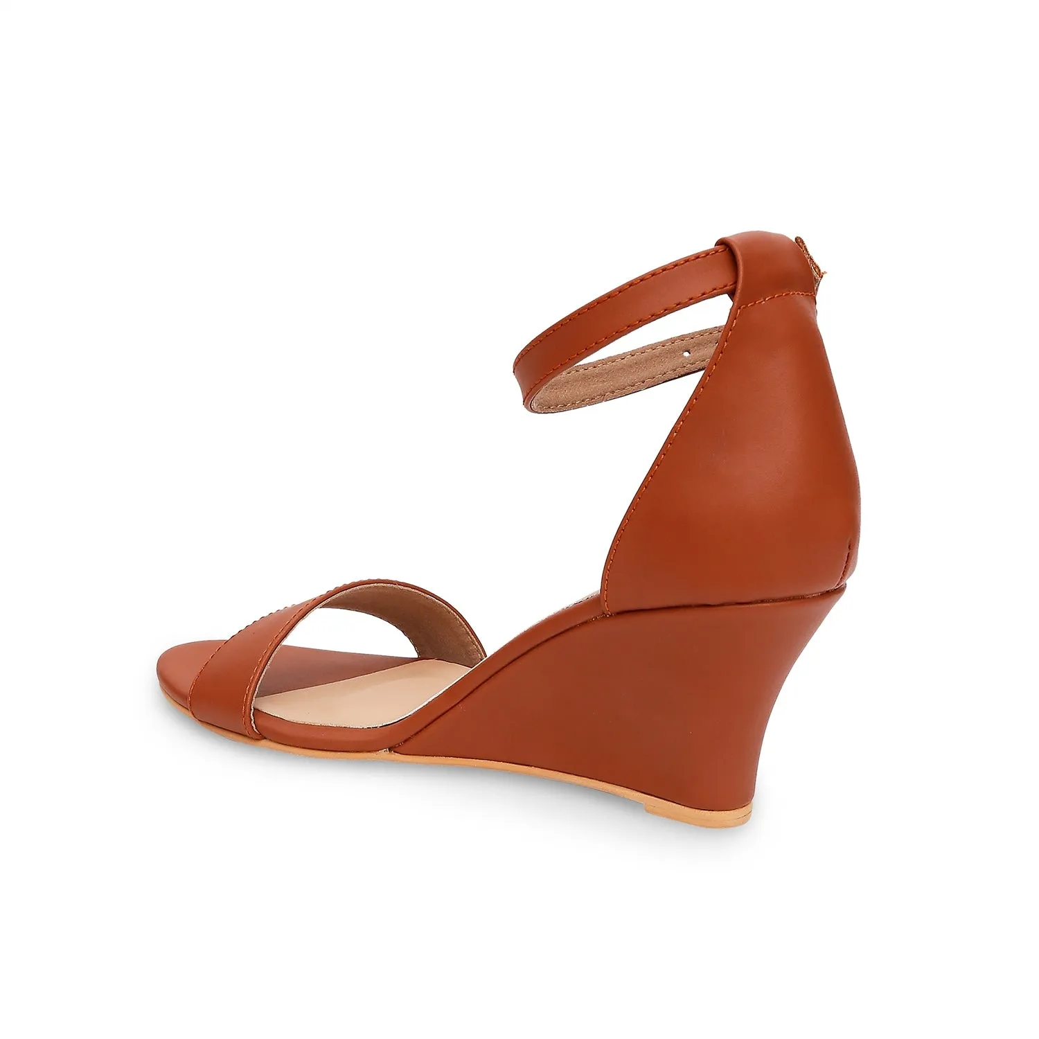 Tao Paris Gia 10011-04 Solid Tan Buckle Closure Wedges