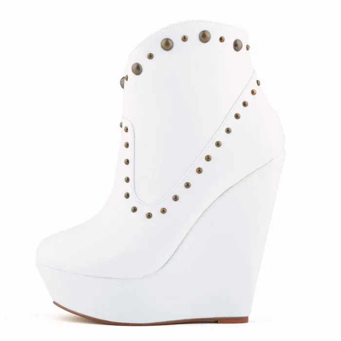 Unique Rivets Wedge Heels Sexy Club Boots