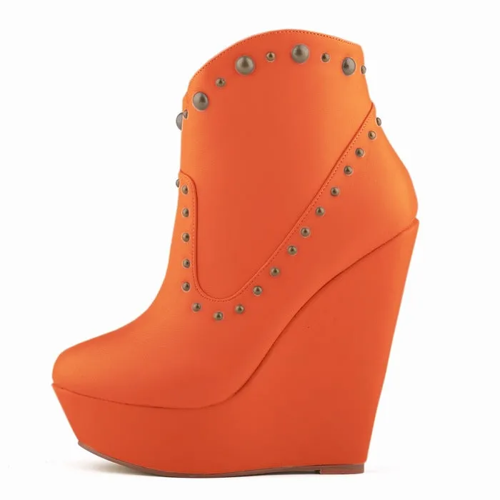 Unique Rivets Wedge Heels Sexy Club Boots