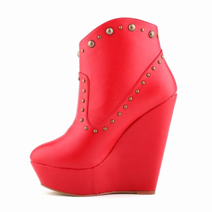 Unique Rivets Wedge Heels Sexy Club Boots