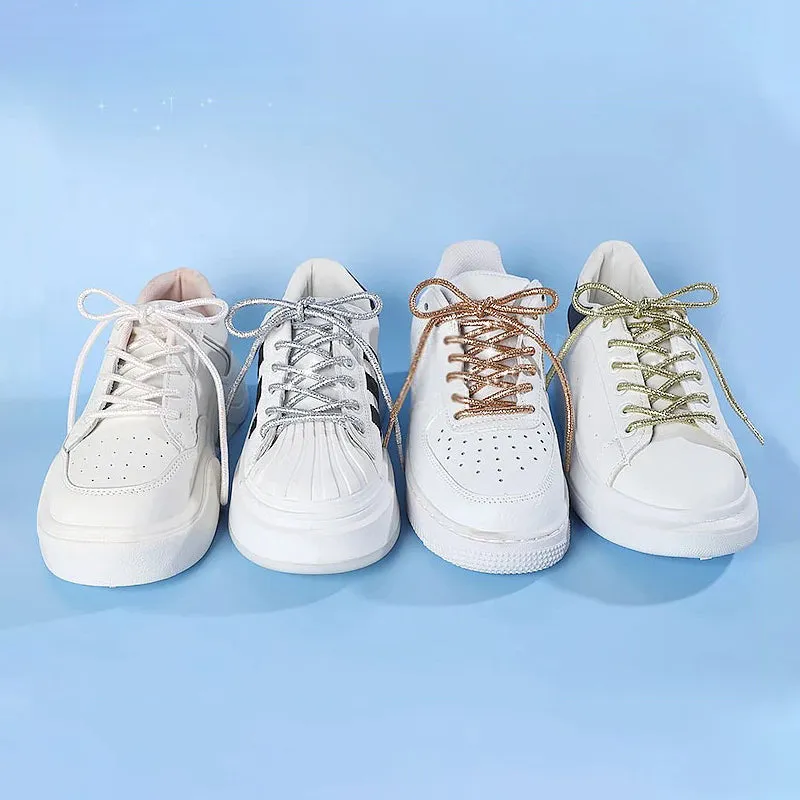 Unisex Metallic Round Glitter Shoelaces for Sneakers