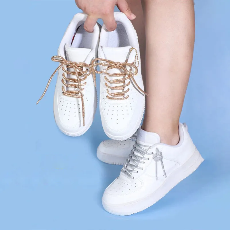 Unisex Metallic Round Glitter Shoelaces for Sneakers
