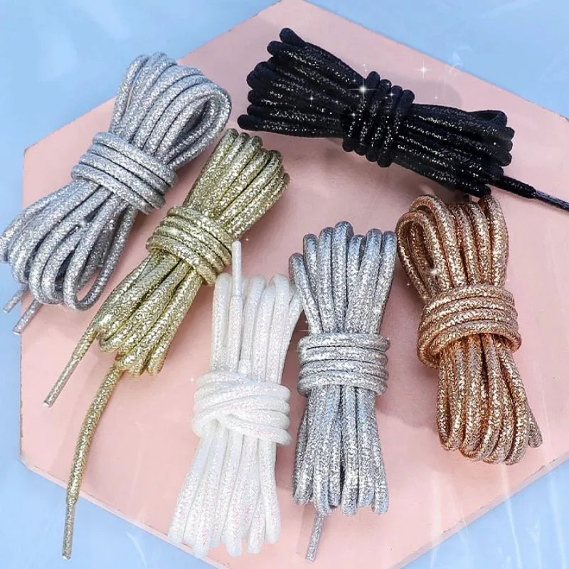 Unisex Metallic Round Glitter Shoelaces for Sneakers
