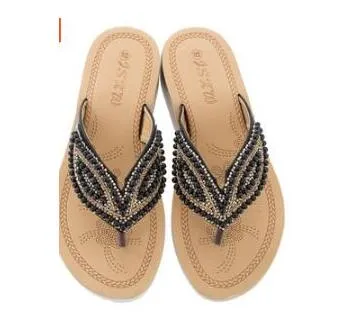 Vanccy Rhinestone Eye Personality Pearl Slippers