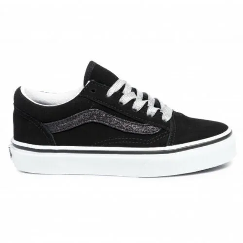 Vans Old Skool VN0A4BUUXNO1 Youth Kid's Black Glitter Side Strip Shoes B835