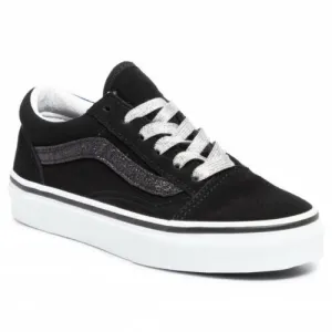 Vans Old Skool VN0A4BUUXNO1 Youth Kid's Black Glitter Side Strip Shoes B835