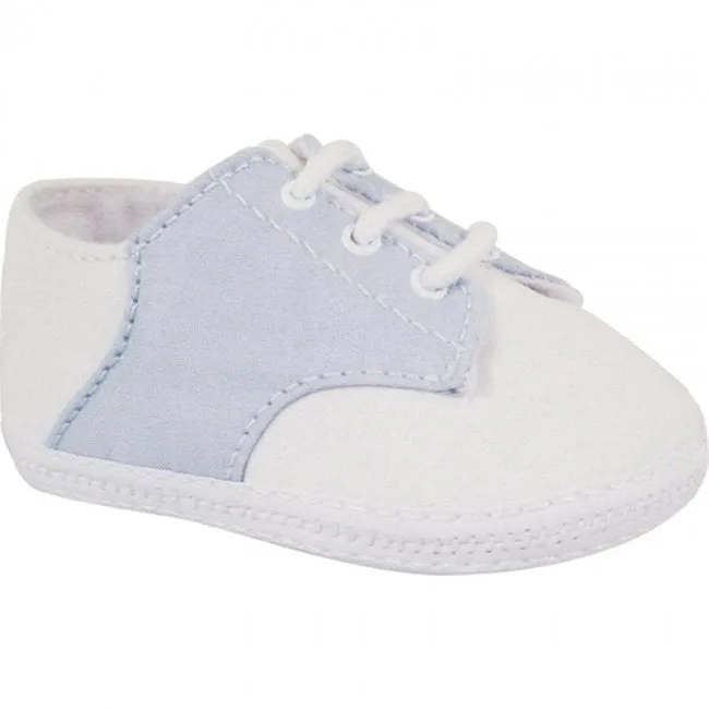 White & Blue Saddle Oxford Crib Shoe