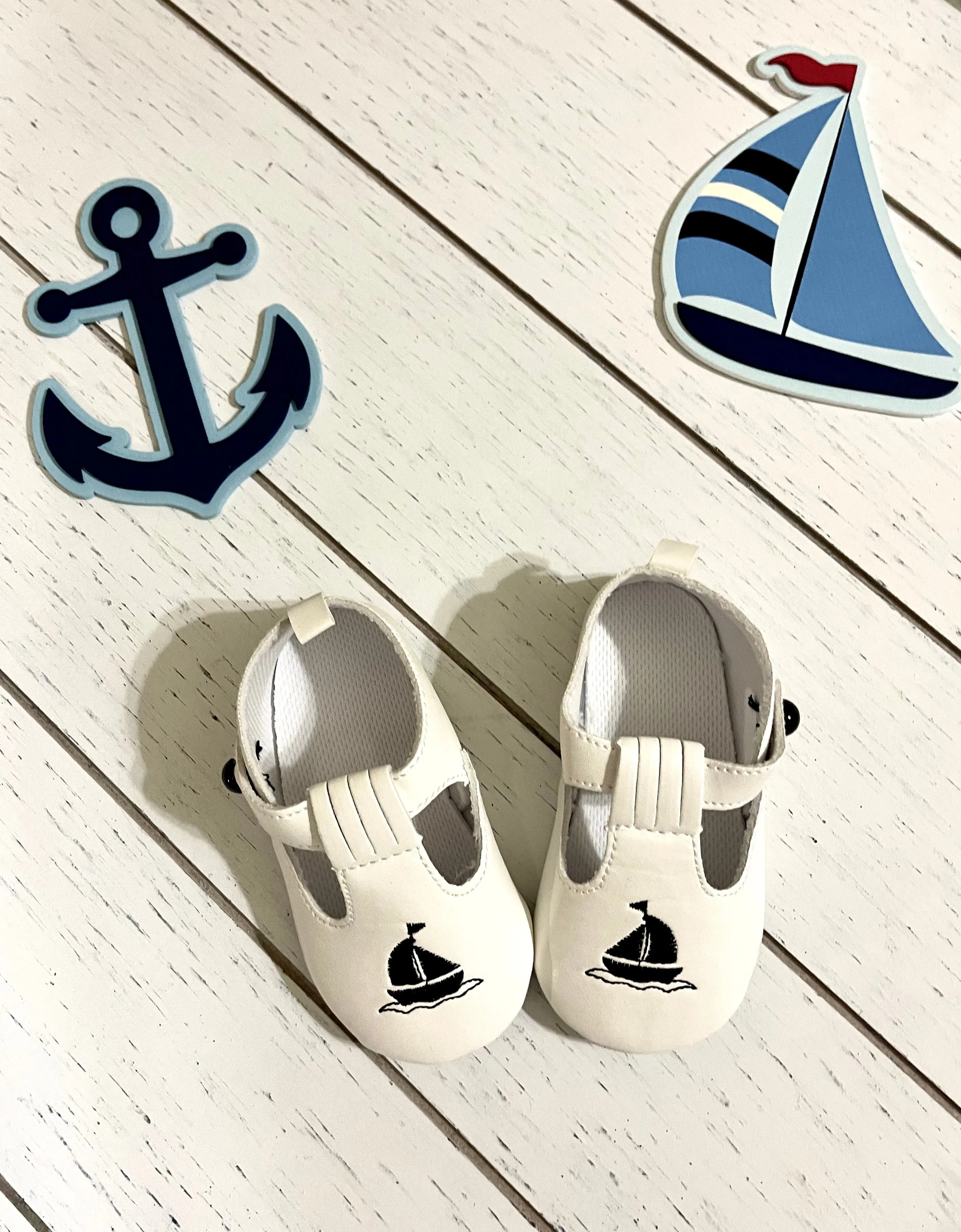 White Sailor Baby Boy Shoes or Girl Shoes