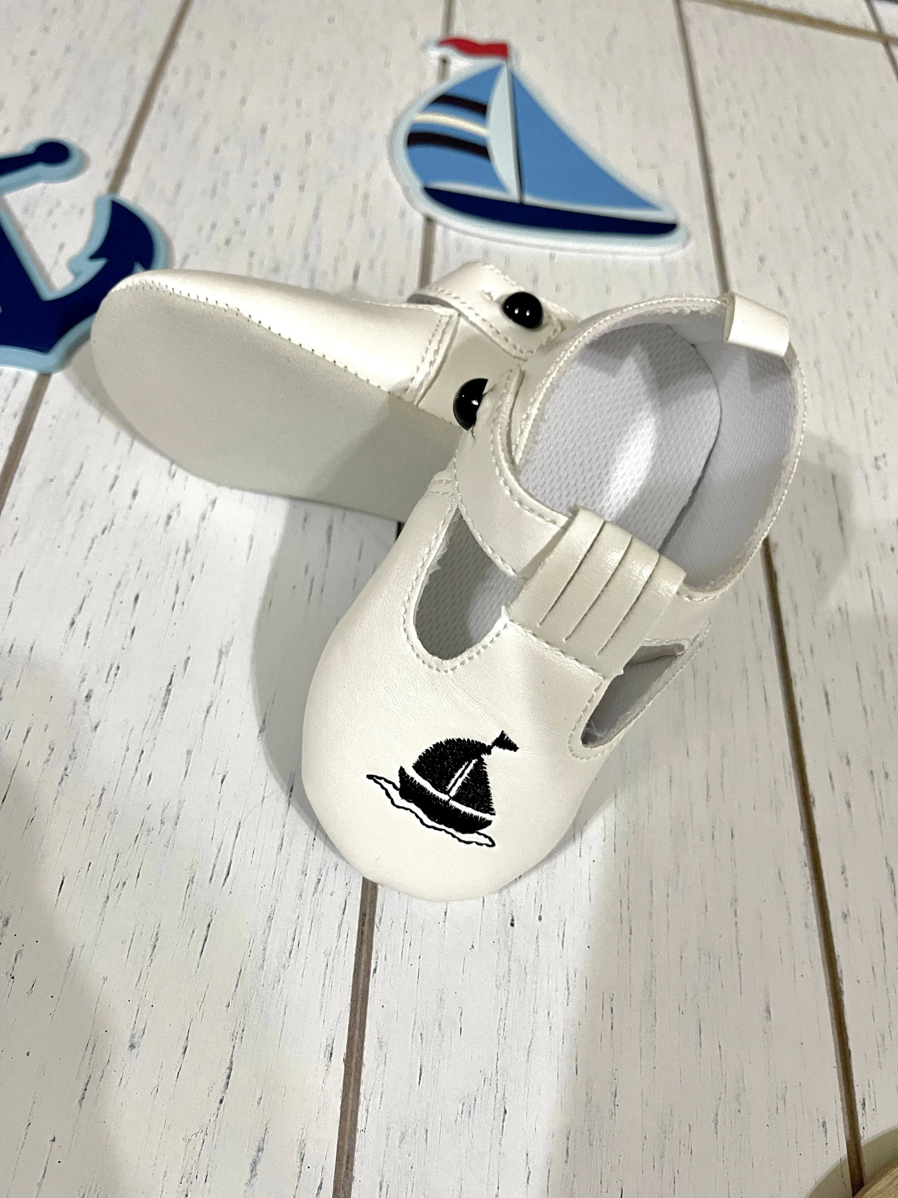 White Sailor Baby Boy Shoes or Girl Shoes
