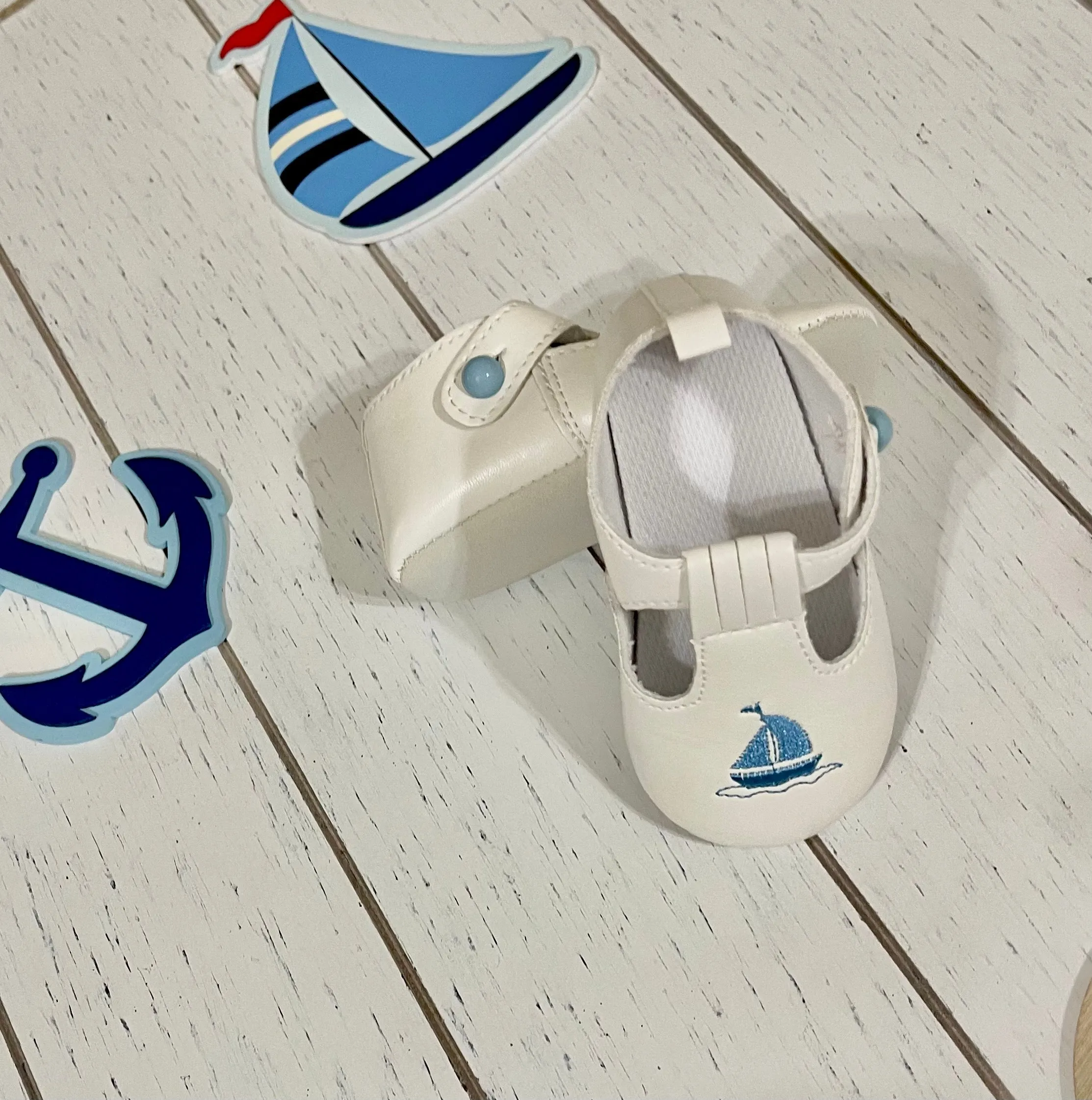 White Sailor Baby Boy Shoes or Girl Shoes