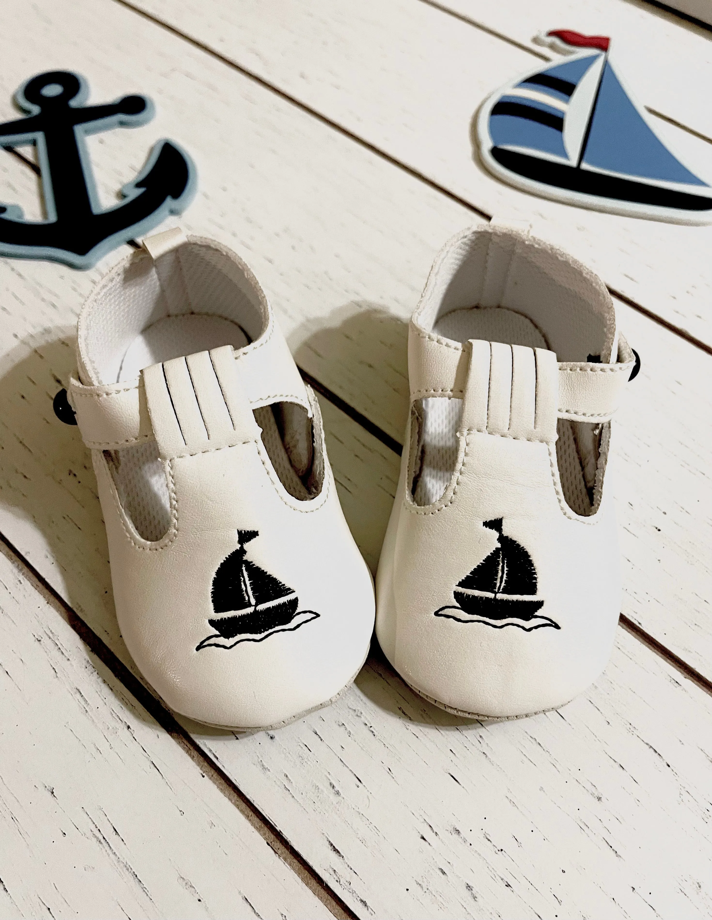 White Sailor Baby Boy Shoes or Girl Shoes
