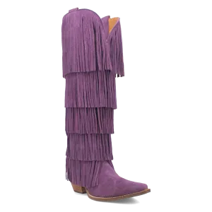 Wild Child Purple Suede Leather Fringe Boots (DS)