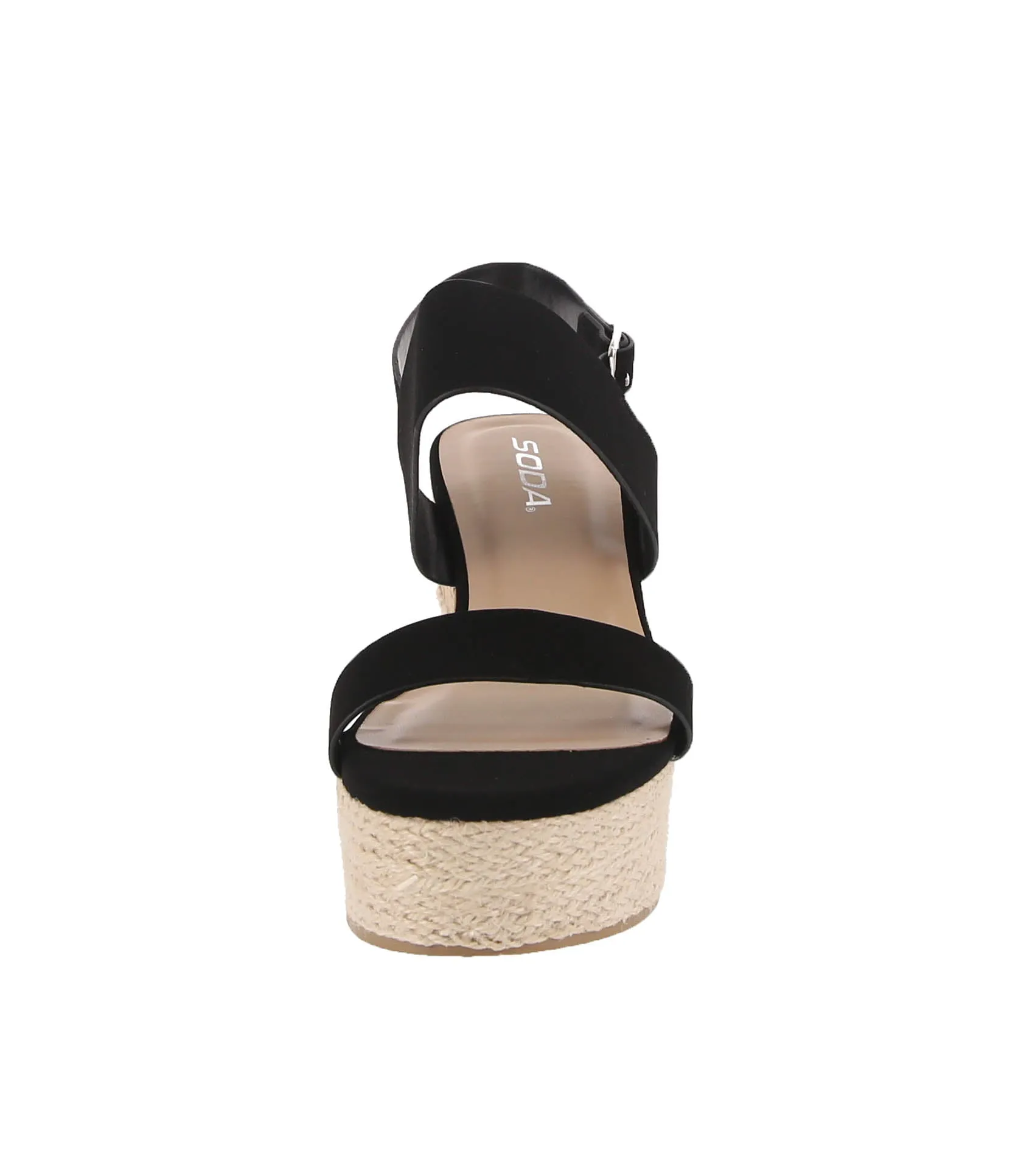 WOMAN'S SHOES BLACK NUB WEDGE HEELS LISTEN