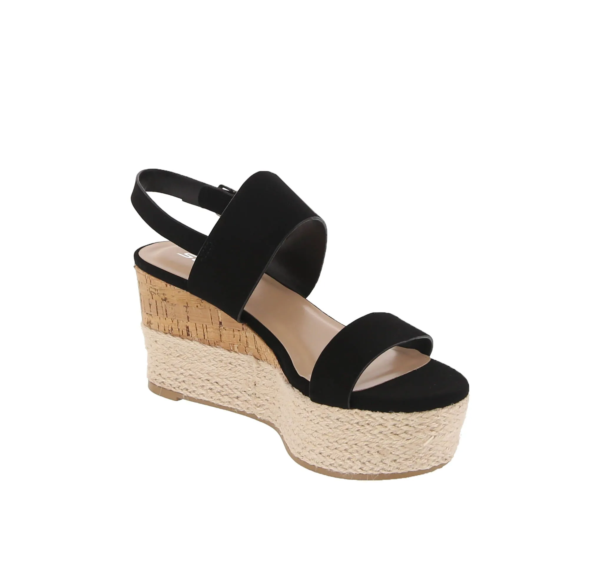 WOMAN'S SHOES BLACK NUB WEDGE HEELS LISTEN
