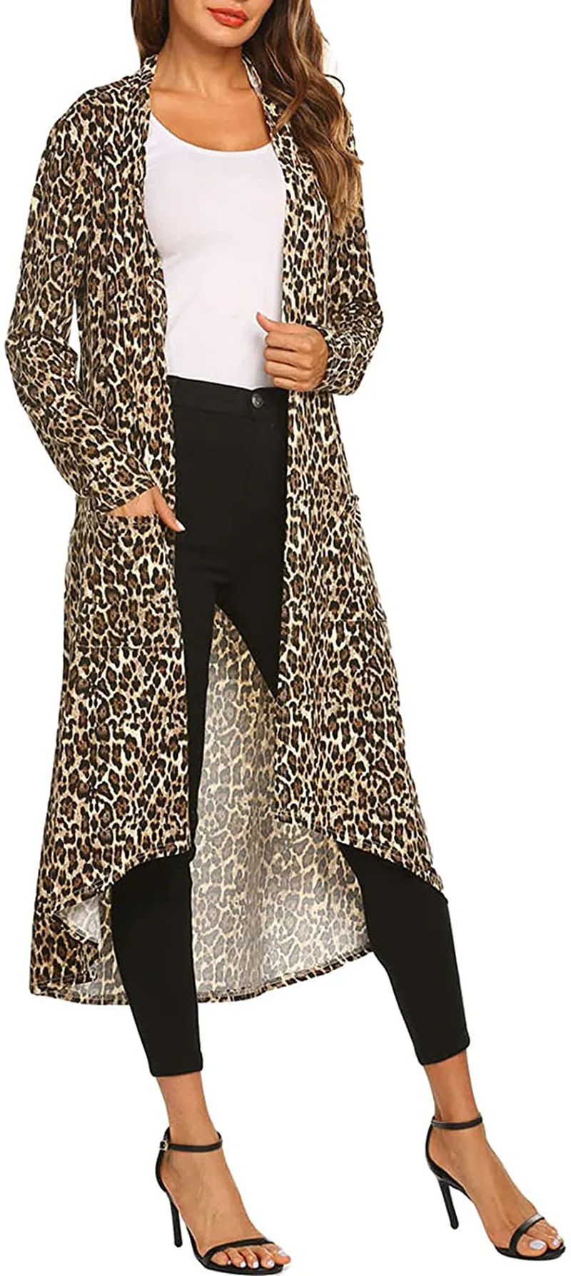 Women's Casual Long Open Front Drape Lightweight Duster High Low Hem Maxi Long Sleeve Cardigan(S-3XL)