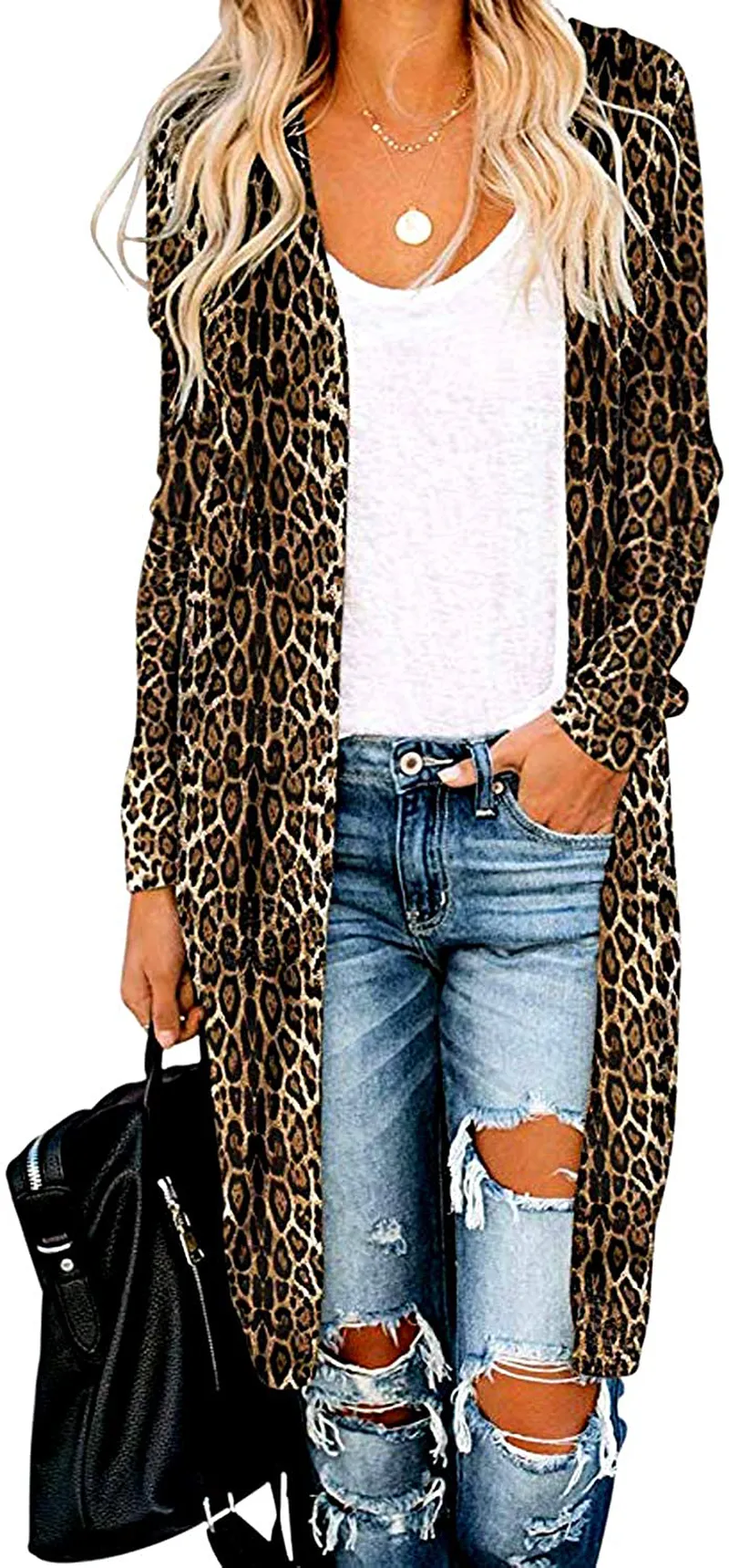 Women's Casual Long Open Front Drape Lightweight Duster High Low Hem Maxi Long Sleeve Cardigan(S-3XL)