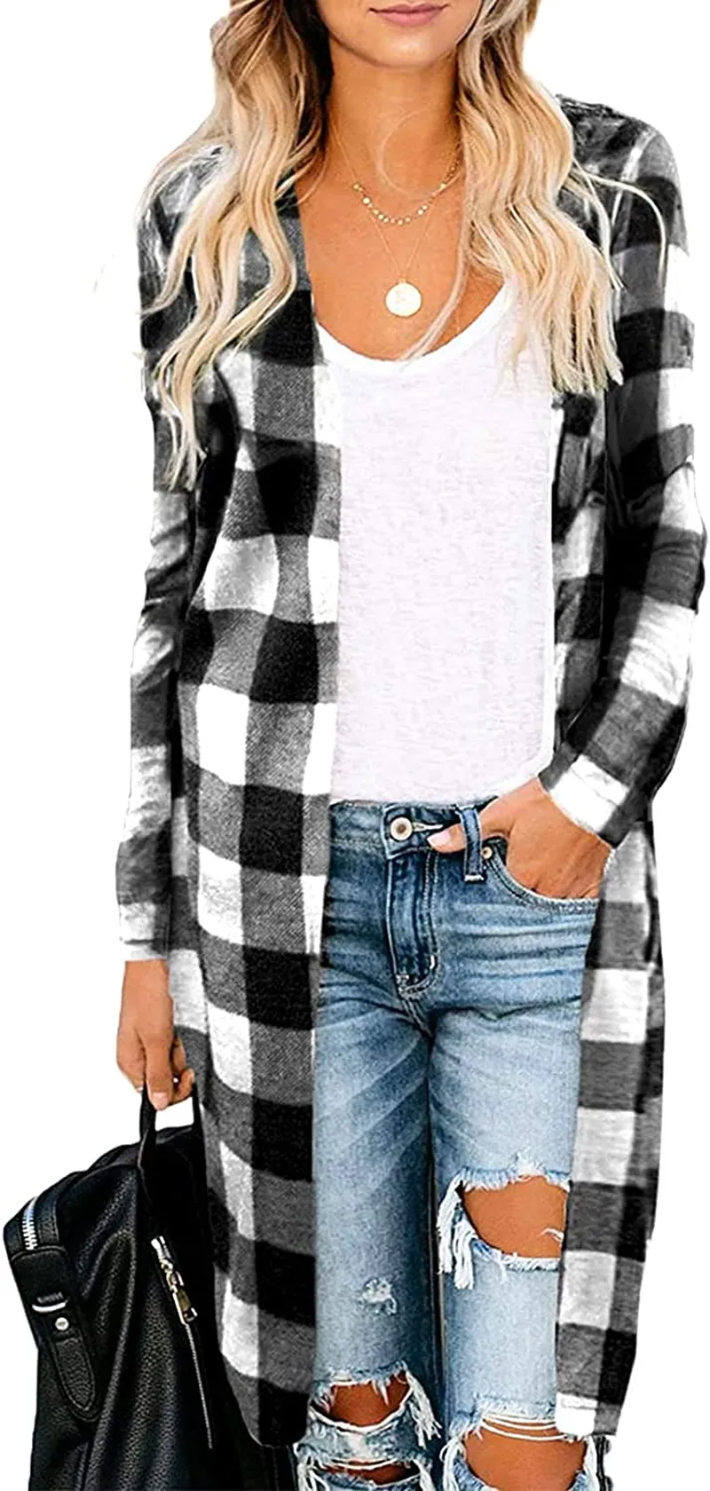 Women's Casual Long Open Front Drape Lightweight Duster High Low Hem Maxi Long Sleeve Cardigan(S-3XL)