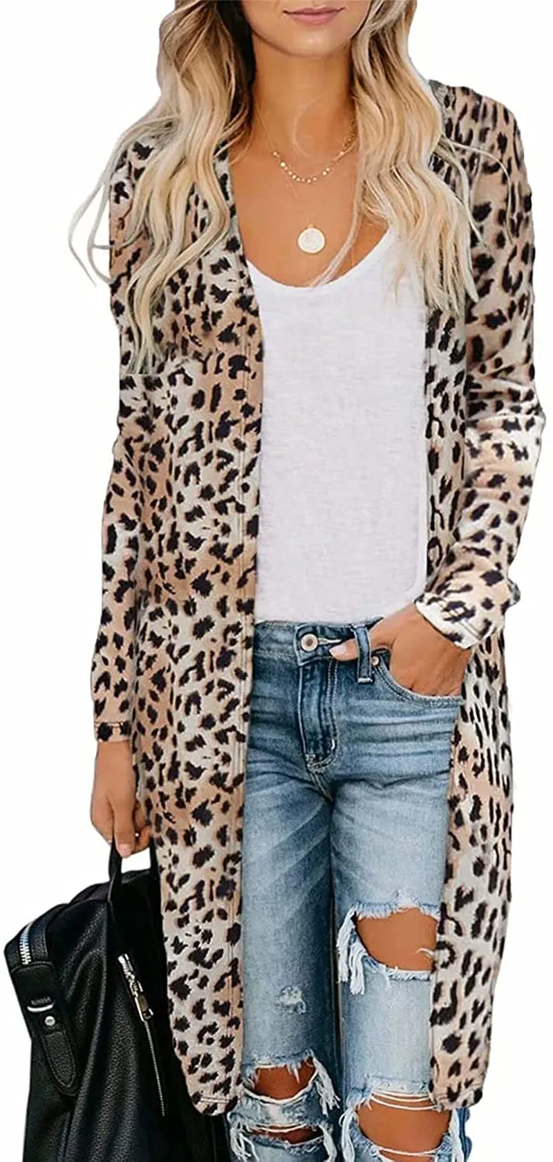 Women's Casual Long Open Front Drape Lightweight Duster High Low Hem Maxi Long Sleeve Cardigan(S-3XL)