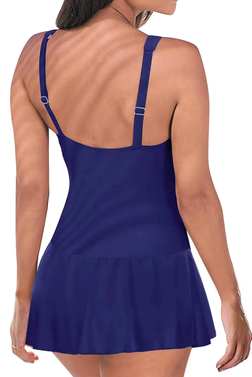 Women's Floral One-Piece Swimdress – Adjustable Straps, S-2XL