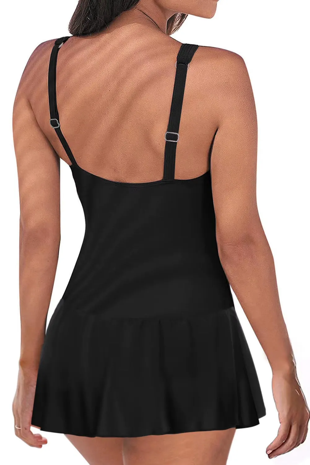 Women's Floral One-Piece Swimdress – Adjustable Straps, S-2XL