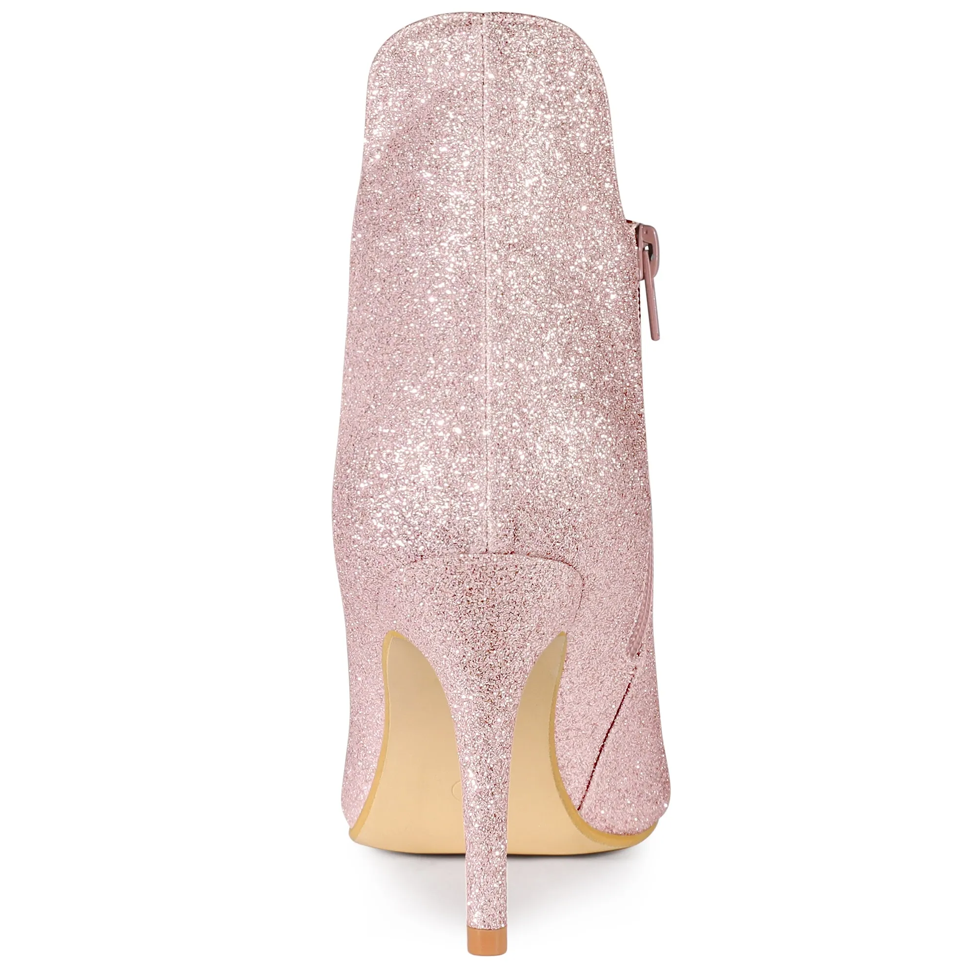 Women's Glitter Pointed Toe Stiletto Heel Cutout Ankle Boots