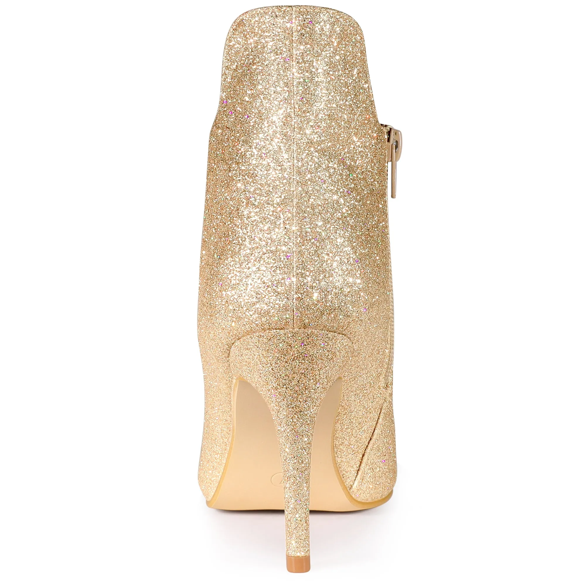 Women's Glitter Pointed Toe Stiletto Heel Cutout Ankle Boots