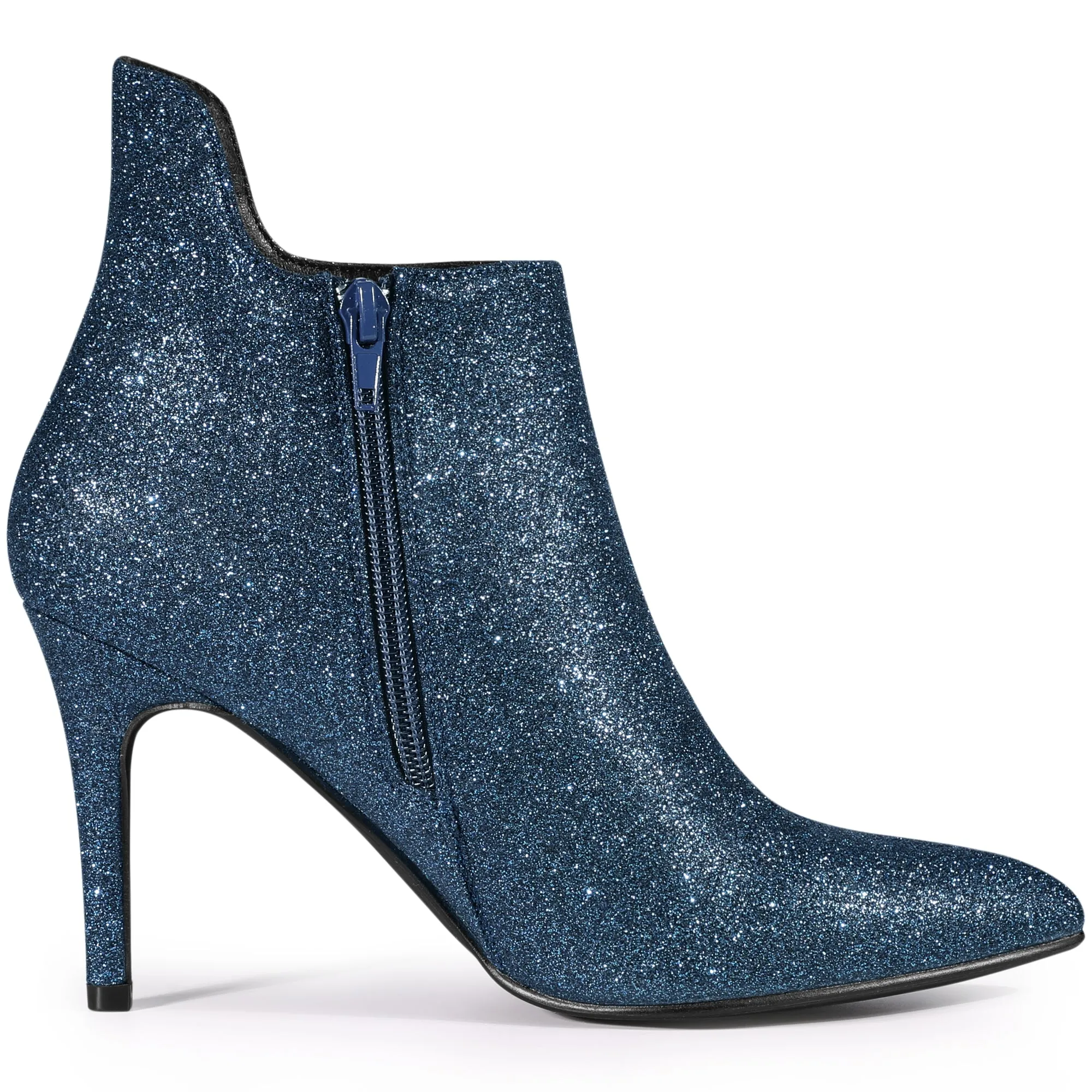 Women's Glitter Pointed Toe Stiletto Heel Cutout Ankle Boots