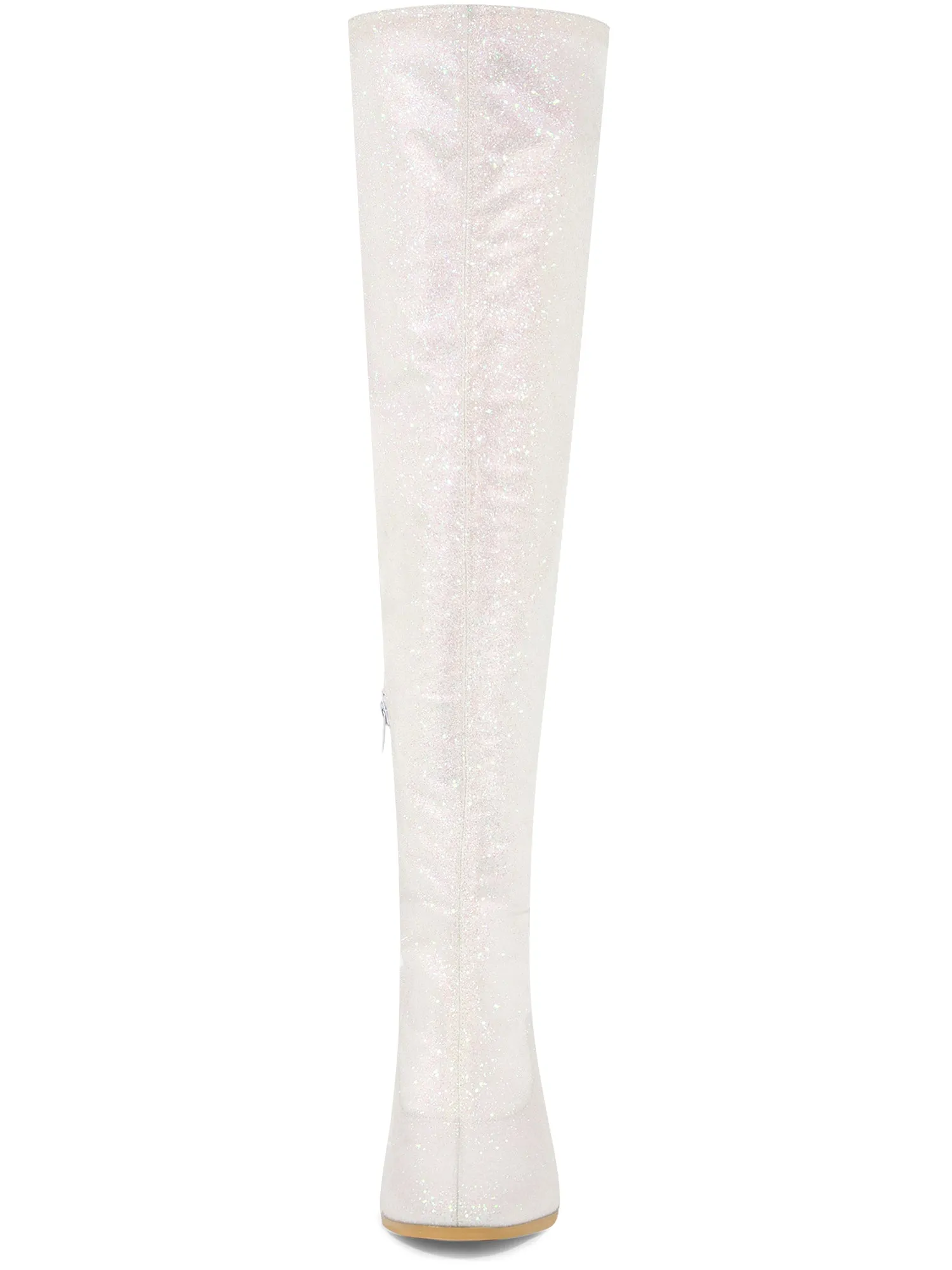 Women's Glitter Round Toe Chunky Heel Over the Knee High Boots