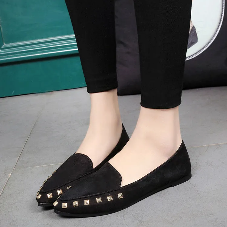 Women's Spring/Autumn Flat Loafers Decorated With Rivets