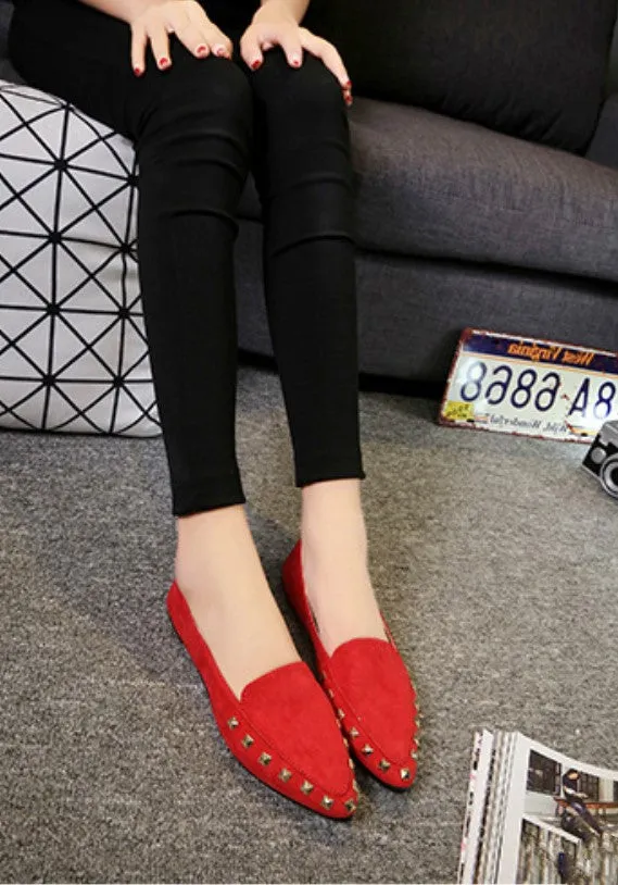 Women's Spring/Autumn Flat Loafers Decorated With Rivets