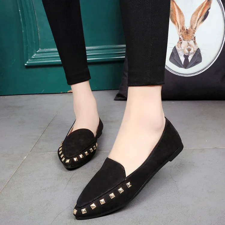 Women's Spring/Autumn Flat Loafers Decorated With Rivets