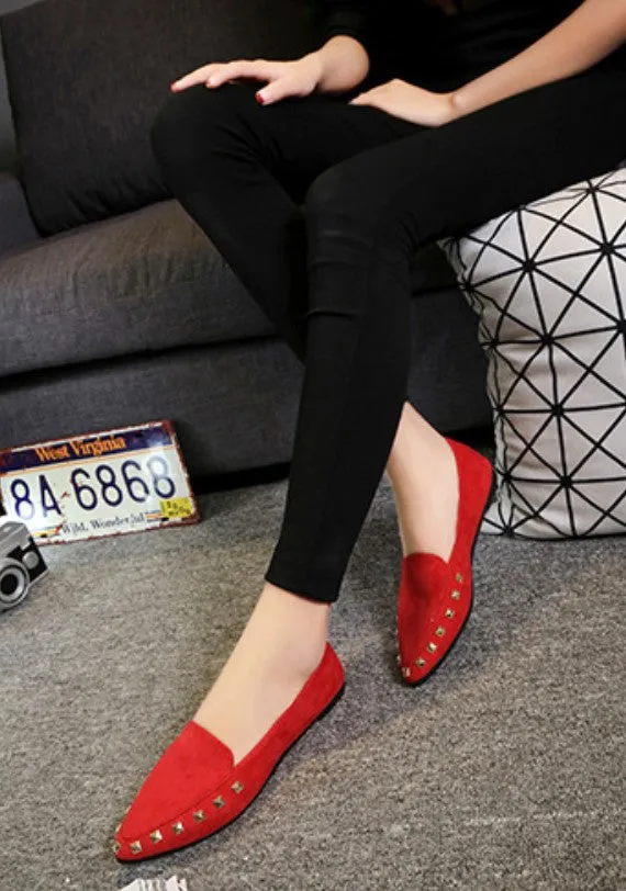 Women's Spring/Autumn Flat Loafers Decorated With Rivets