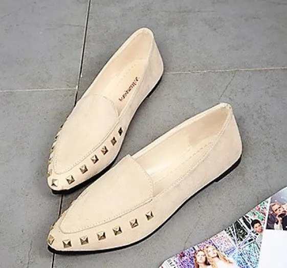 Women's Spring/Autumn Flat Loafers Decorated With Rivets
