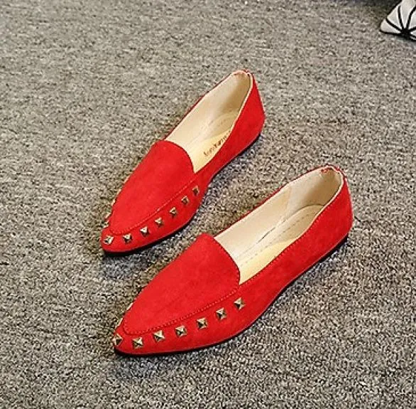 Women's Spring/Autumn Flat Loafers Decorated With Rivets