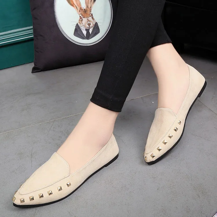 Women's Spring/Autumn Flat Loafers Decorated With Rivets