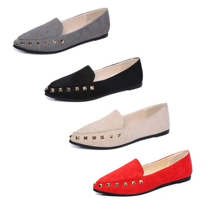 Women's Spring/Autumn Flat Loafers Decorated With Rivets