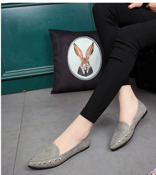 Women's Spring/Autumn Flat Loafers Decorated With Rivets