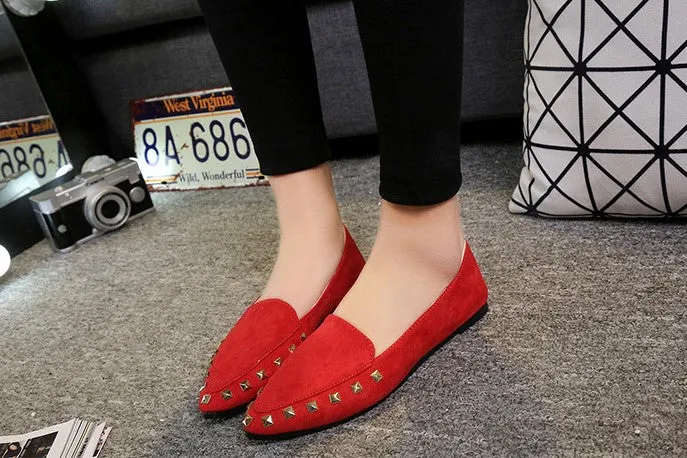 Women's Spring/Autumn Flat Loafers Decorated With Rivets
