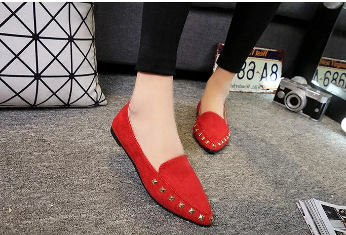 Women's Spring/Autumn Flat Loafers Decorated With Rivets