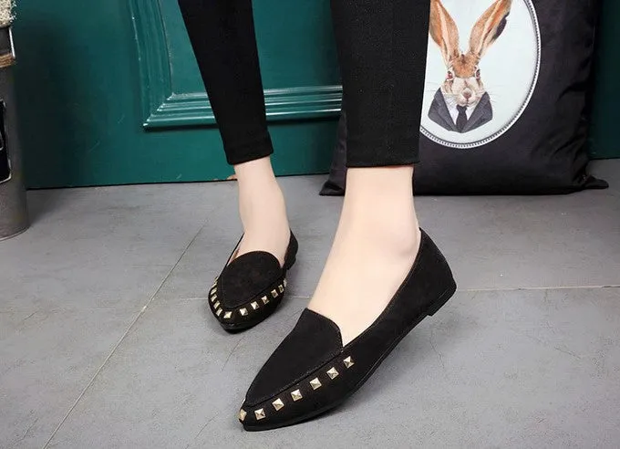 Women's Spring/Autumn Flat Loafers Decorated With Rivets